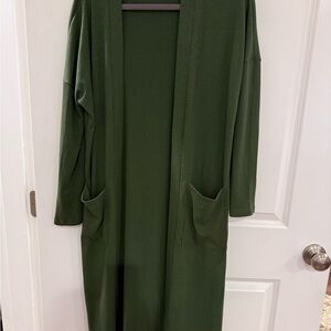 Long Green Open Cardigan